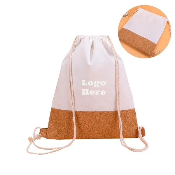 Eco-Friendly Cork-Trimmed Drawstring Bag