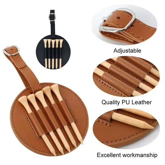 Golf Leather Round Tag Tee Set
