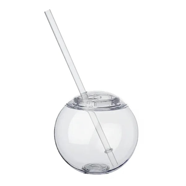 Cocktail Ball Tumbler with Straw, 15 oz.