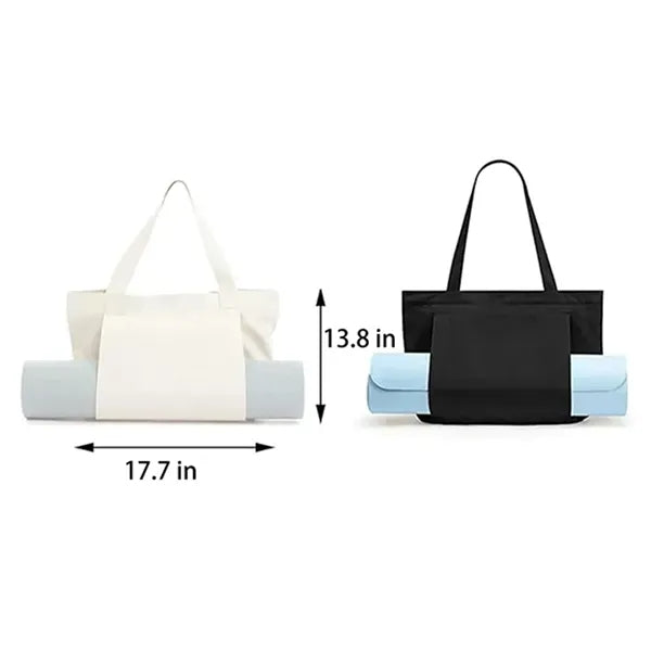 Canvas Tote Bag With Yoga Mat Carrier Pocket