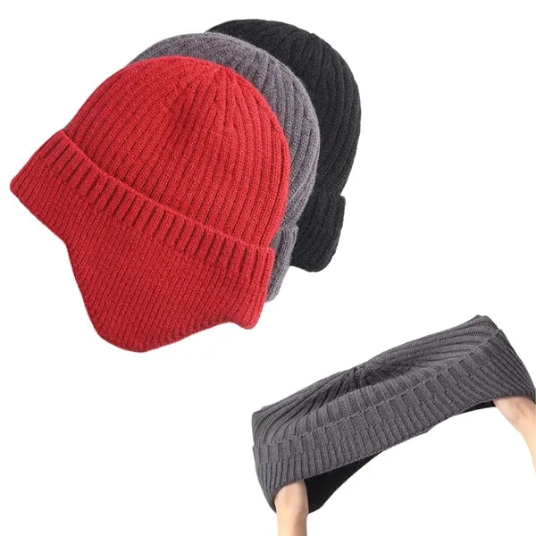 Winter Cycling Beanie Ear Flap Knit Trapper Hat Skull Cap