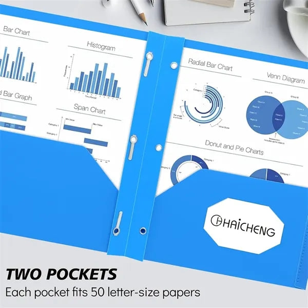 Plastic Folders with 2 Pockets and 3 Prongs