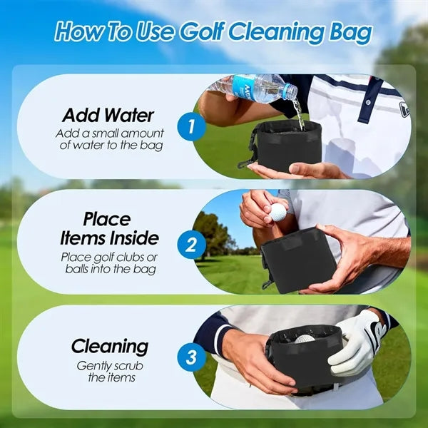 Golf Club Ball Cleaning Waterproof Pouch Bag Gear