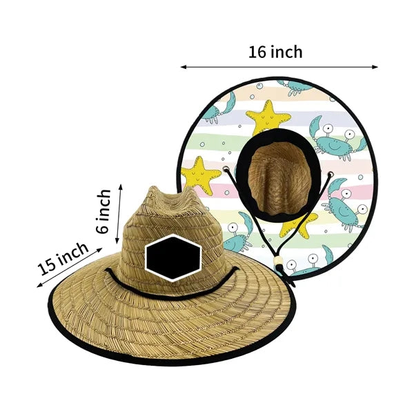 Straw Lifeguard Sun Hat Wide Brim Design