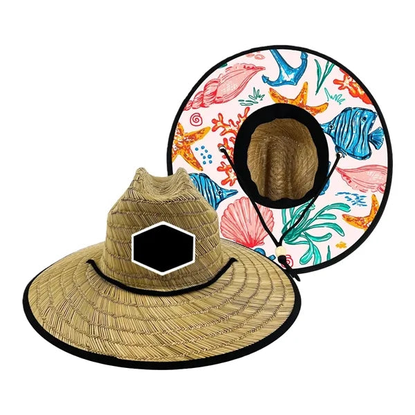 Straw Lifeguard Sun Hat Wide Brim Design
