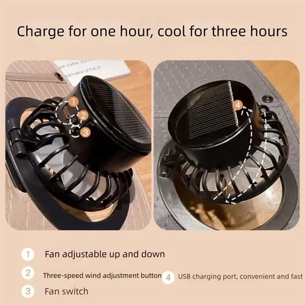 Wide Brim Solar-Powered Fan Hat