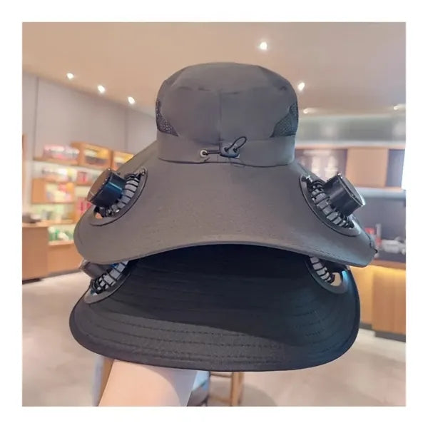 Wide Brim Solar-Powered Fan Hat