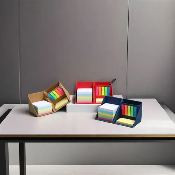 Foldable Memo Pad Box Sticky Notes Cube Set with Pen Holder