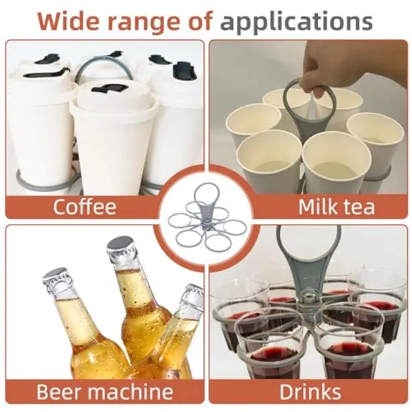 Portable Foldable Cup Holder Six-Cup Drink Carrier