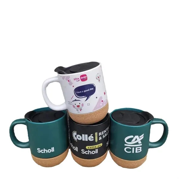 12OZ Cork Base Bottom Ceramic Mug Cup
