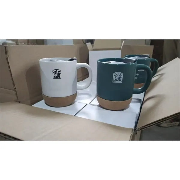 12OZ Cork Base Bottom Ceramic Mug Cup