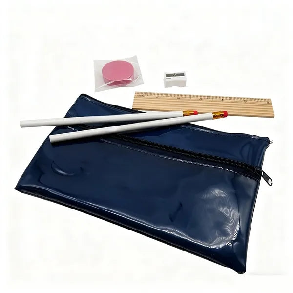 6 PCS Stationery Set PVC Case Pencil Ruler Eraser Sharpener