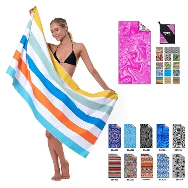 Sand-Free Quick-Dry Microfiber Beach Towel With Travel Pouch