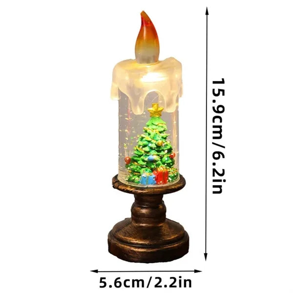 Christmas Snow Globe Candle With Flickering LED Light