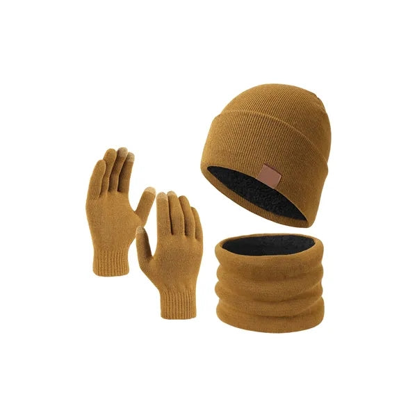 3 Pieces Set Winter Thicken Knit Beanie/Scarf/ Gloves