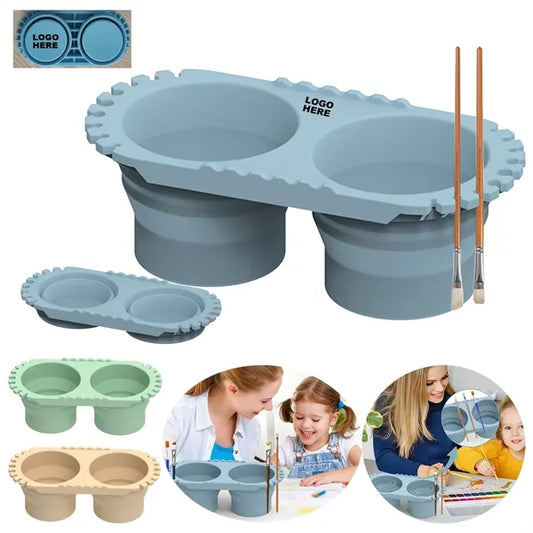 Dual-Compartment Paint Brush Cleaner Silicone Rinse Cup