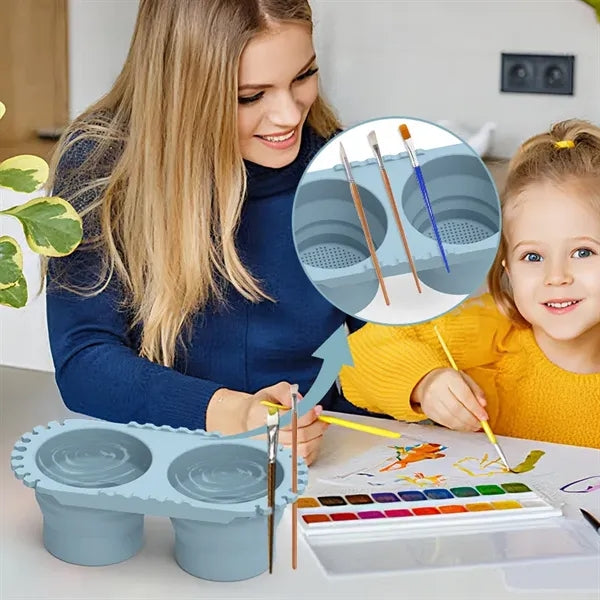 Dual-Compartment Paint Brush Cleaner Silicone Rinse Cup