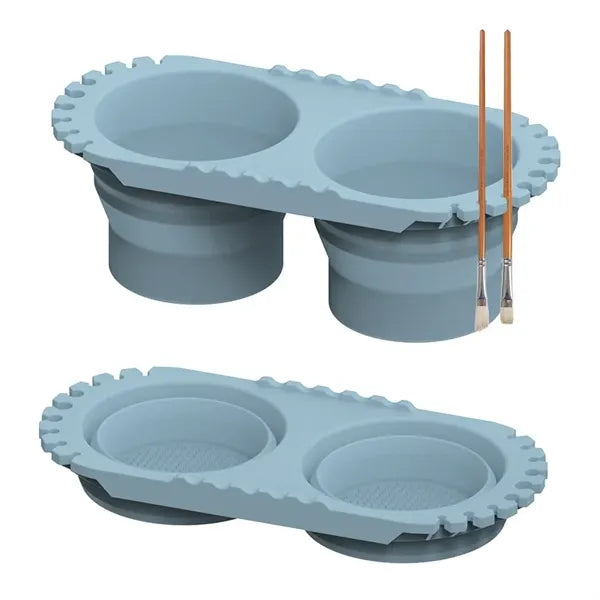 Dual-Compartment Paint Brush Cleaner Silicone Rinse Cup