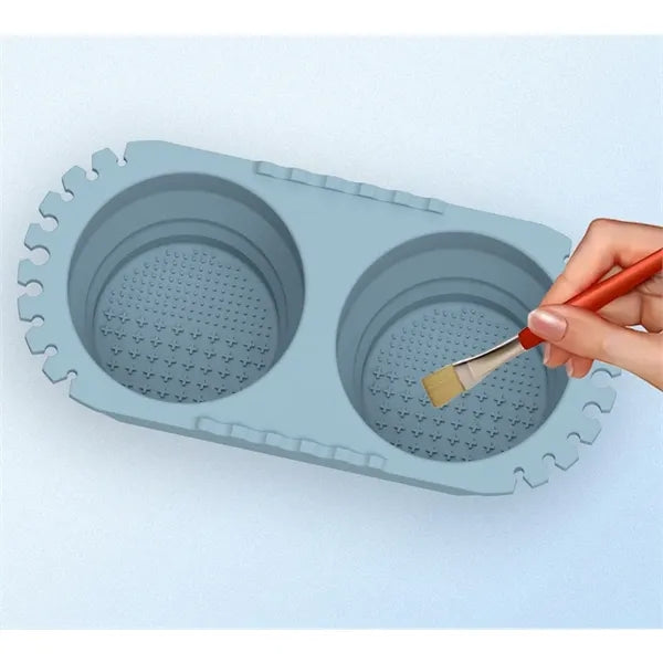 Dual-Compartment Paint Brush Cleaner Silicone Rinse Cup