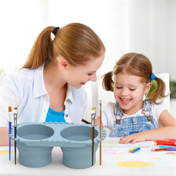 Dual-Compartment Paint Brush Cleaner Silicone Rinse Cup