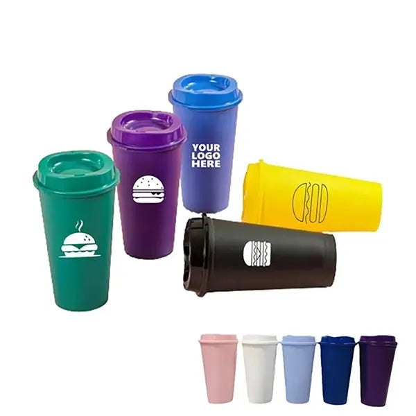 16oz Plastic Stadium Coffee Cup With Lid