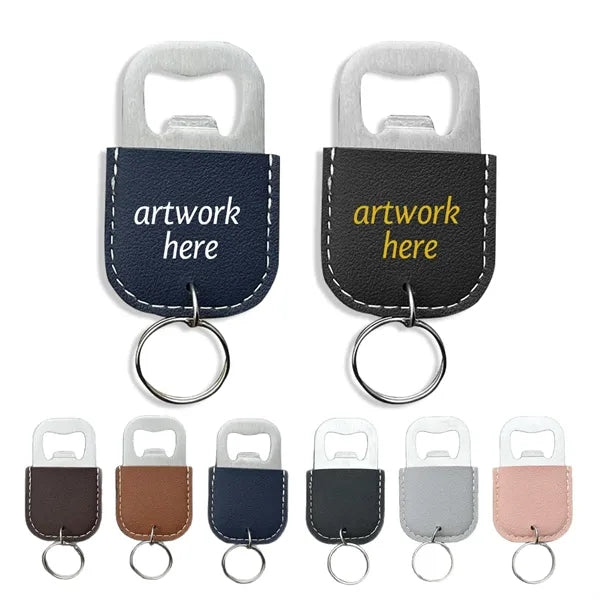 Leather Oval Bottle Opener Keychain