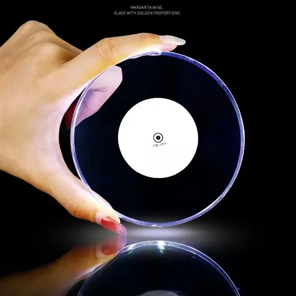 LED Glow Acrylic Coaster Waterproof Light-Up Drink Mat
