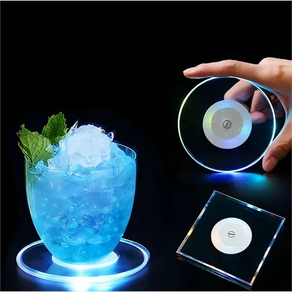LED Glow Acrylic Coaster Waterproof Light-Up Drink Mat