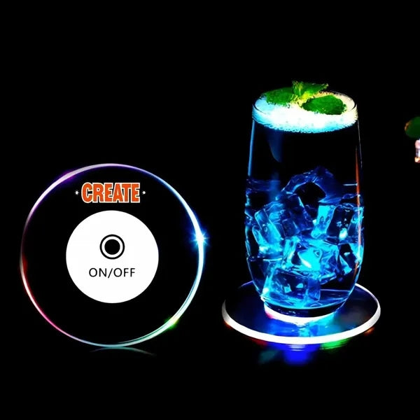 LED Glow Acrylic Coaster Waterproof Light-Up Drink Mat