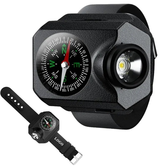 Rechargeable Wrist Torch Light with Compass USB Outdoor