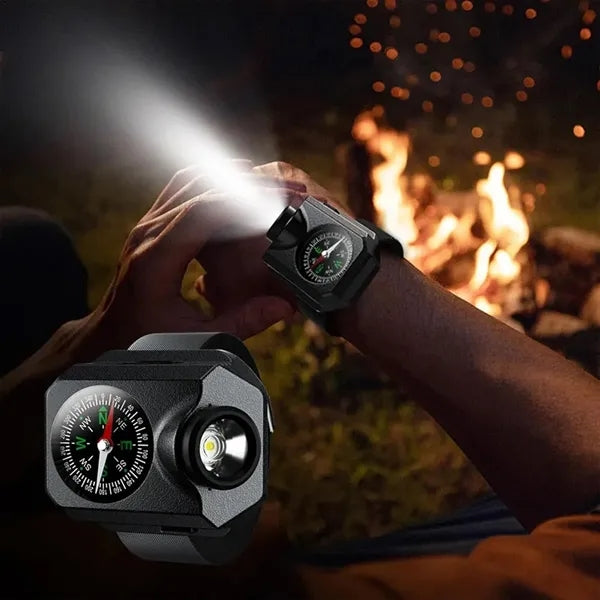 Rechargeable Wrist Torch Light with Compass USB Outdoor