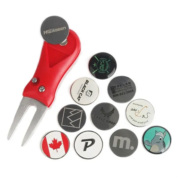 Foldable Golf Divot Repair Tool Ball Marker