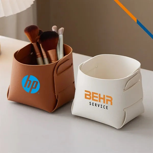 TidyLea PU Leather Foldable Desktop Storage Box