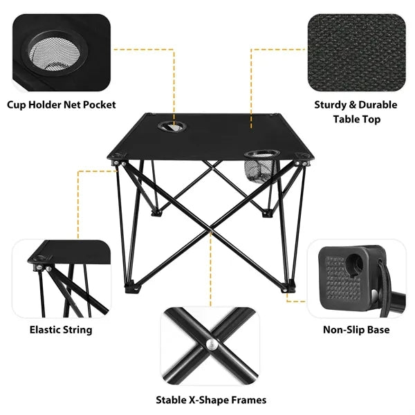 Portable Beach Table With Cup Holders