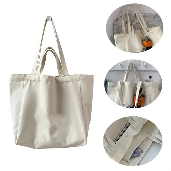 Canvas Grocery Bags XL with Long Shoulder Strap and Short Ha