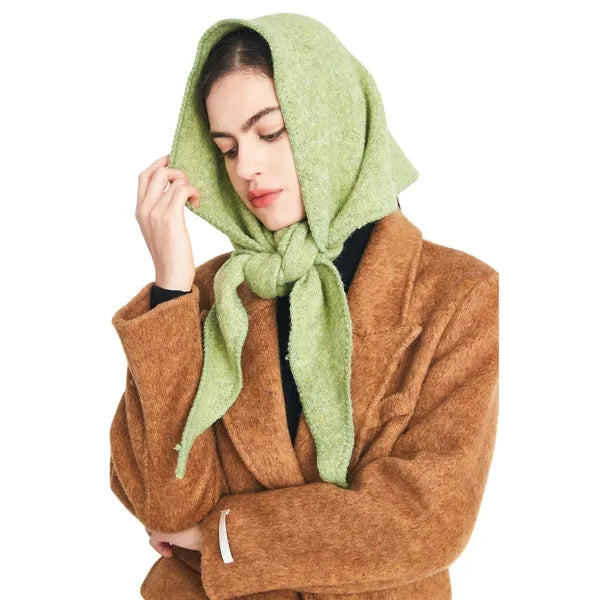 Wool Knit Triangle Scarf Shawl