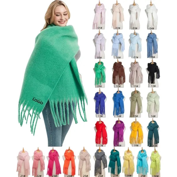Polyester Long Fringe Thick Scarf Shawl
