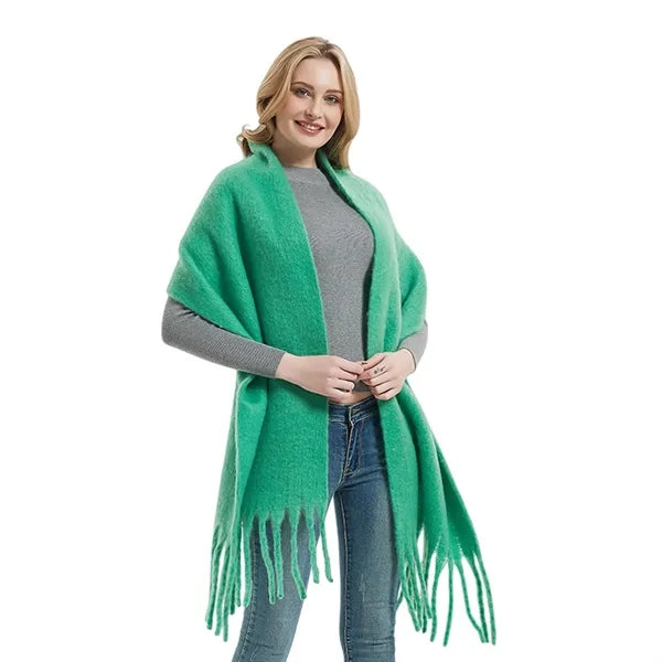 Polyester Long Fringe Thick Scarf Shawl