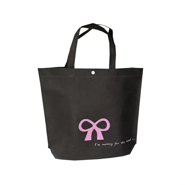 Large Pink Ribbon Non Woven Tote Bag with Handle Button
