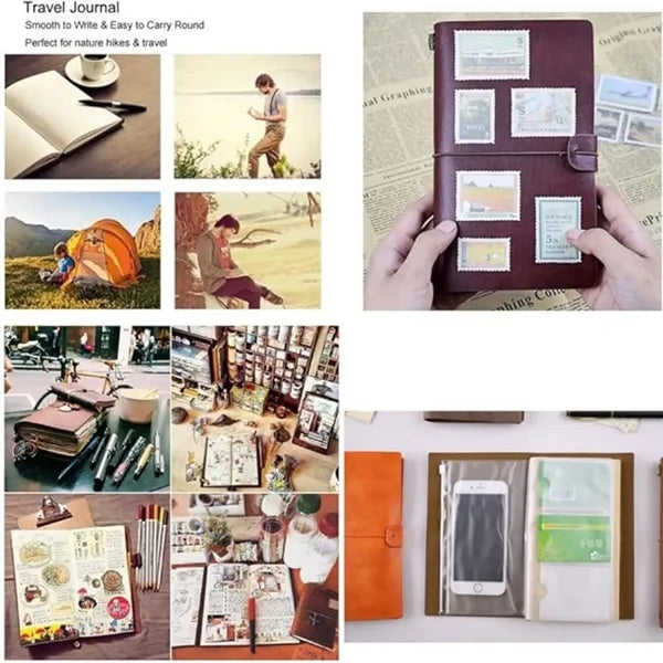 A6 Retro PU Refillable Travel Diary Notebook