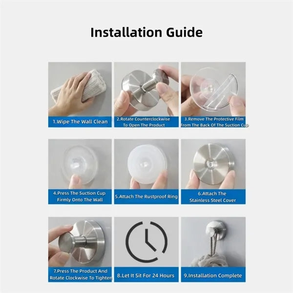 Vacuum Lock Shower Suction Cup Towel Hook Kit