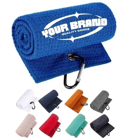 Microfiber Waffle Golf Towel With Carabiner Clip