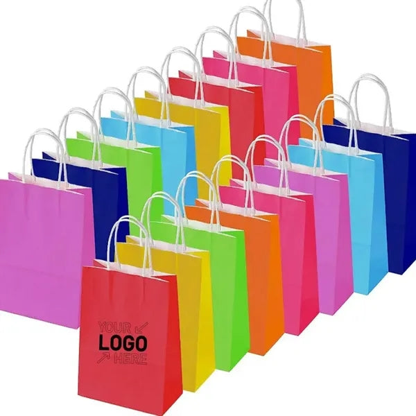 Solid-color Custom-Made kraft Paper Bags With Handle