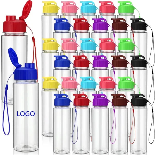 17oz Plastic Water Flip Top Bottles with Handle Strap