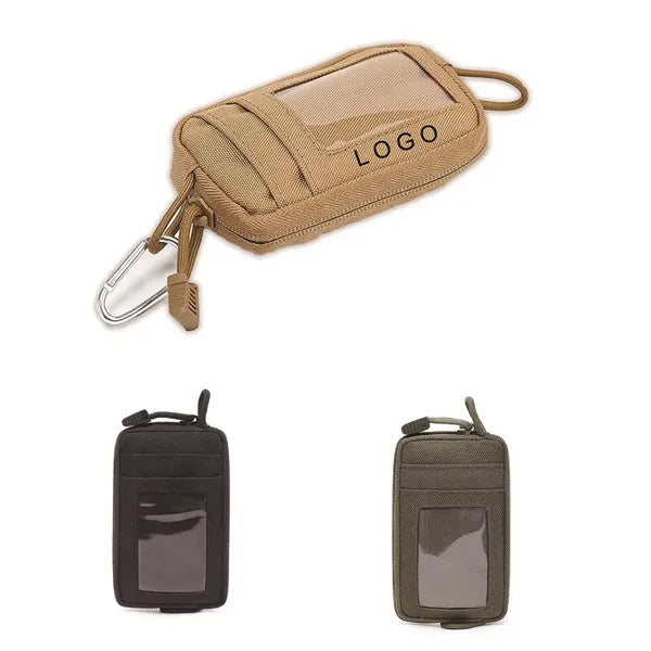 5" Zippered Minimalist Wallet w/ Clear ID Window Key Ring