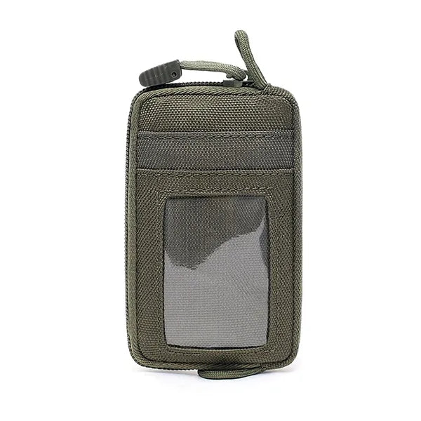 5" Zippered Minimalist Wallet w/ Clear ID Window Key Ring