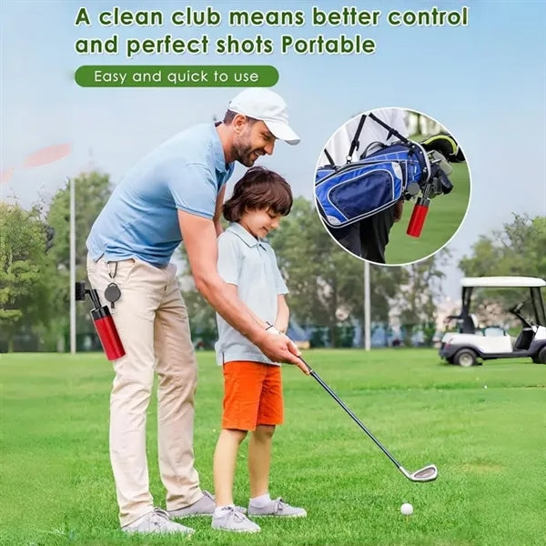 Golf Club Cleaner Brush with Retractable Clip Water Bottle