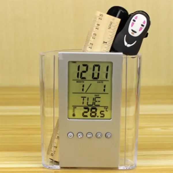 Electronic Transparent Perpetual Calendar Pen Holder