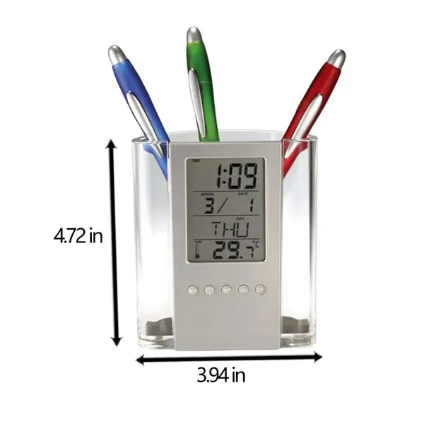 Electronic Transparent Perpetual Calendar Pen Holder