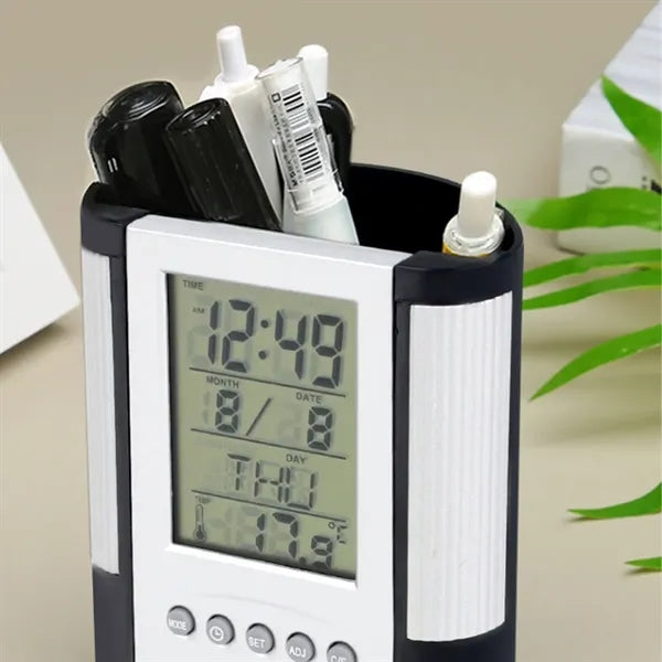 Perpetual Calendar Pen Holder Clock Temperature Display